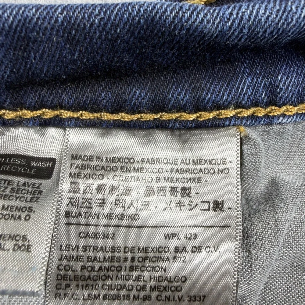 Levis Mens Straight Leg Denim Jeans Medium Wash Blue W38 L30